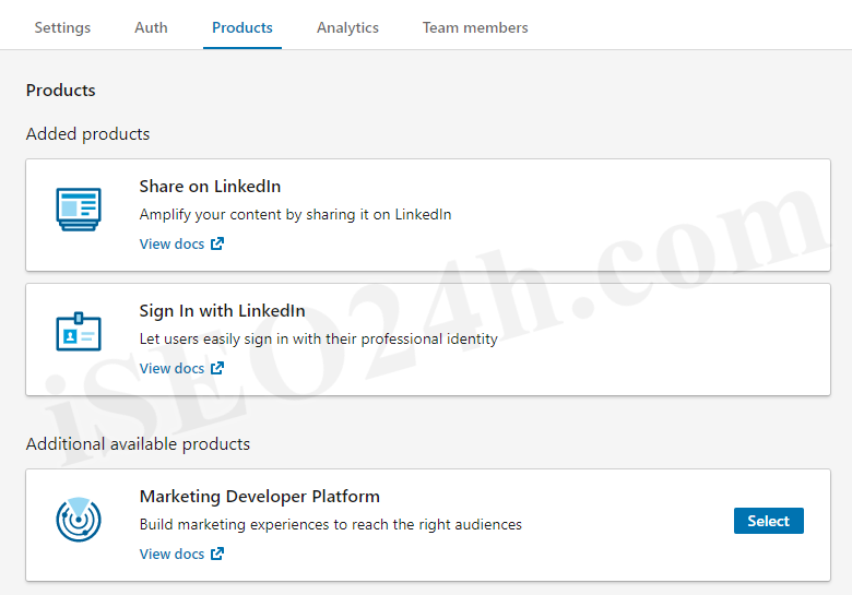 add two product’s “Share on LinkedIn” & “Sign In with LinkedIn”