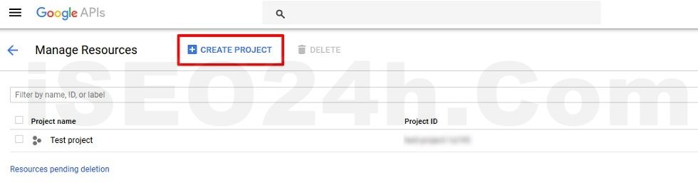 Create new project in google developer