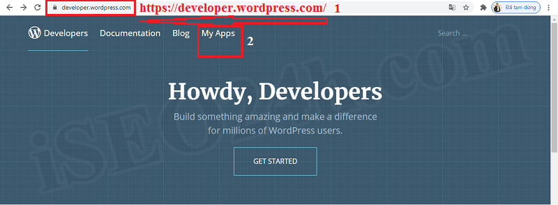 Truy cập vào trình phát triển ứng dụng của Wordpress.com