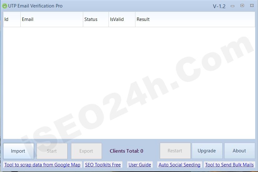 Main working interface of bulk email verification software UTPEmailVerificationPro