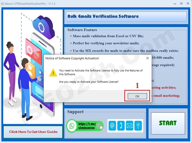 The software notifies you to activate the software license