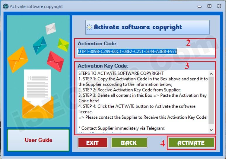 Software license activation window interface