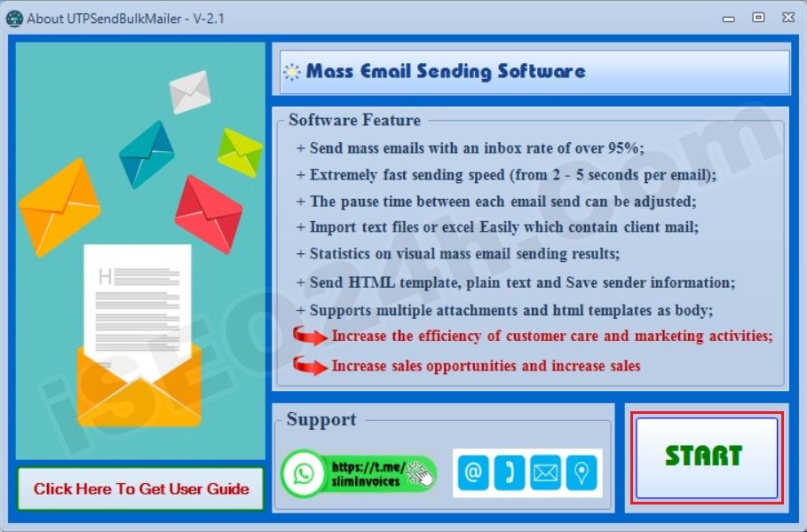 The main interface of the send bulk email software