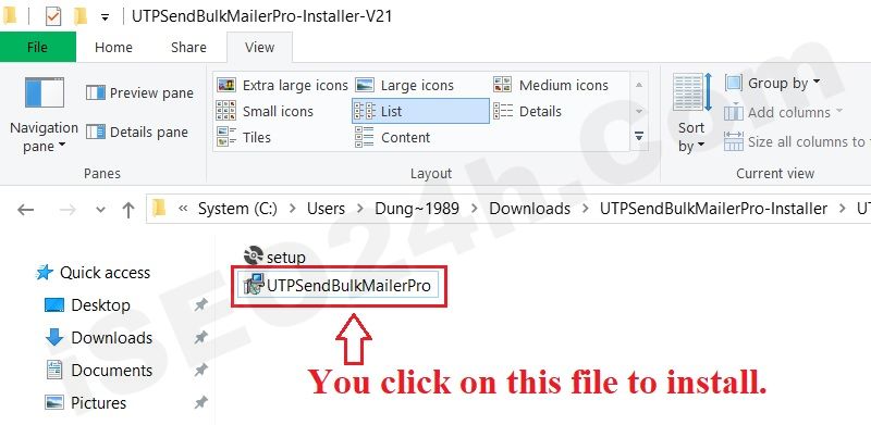 Click on UTPSendBulkMailerPro to install this software