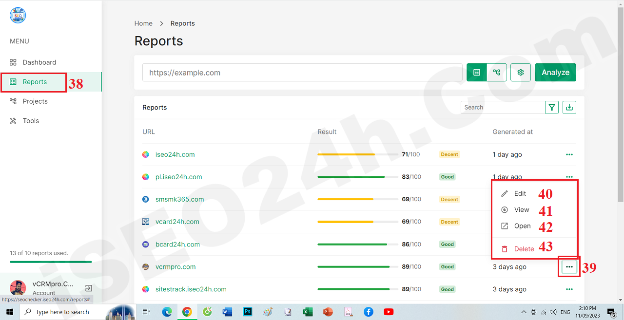 How to view a report of check your web site seo health?