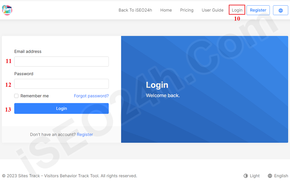 How to login into the visitor track tool?