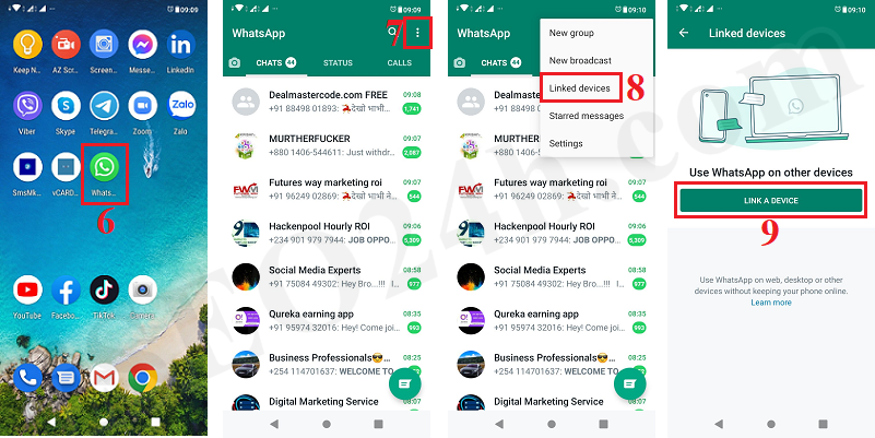 process with whatsapp's app in your smart phone