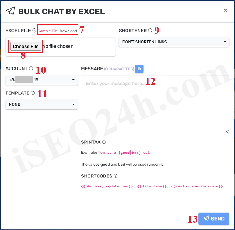 Send bulk Chat by Excel file